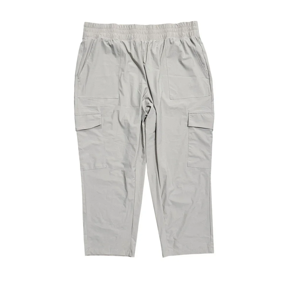 Old Navy SleekTech Go-Dry Cargo Pants Womens 2X Tan Elastic Waist Straight Leg